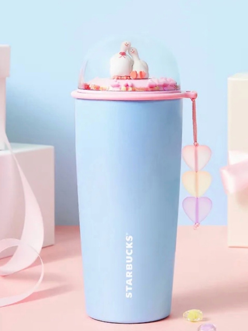 Starbucks Korea Valentine’s Day 2026 Tumbler - Ducks Duck Dome Tumbler 🦆🩵🩷